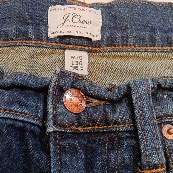 J CREW Men's Jeans Slim 30 x 30 Kurabo 484 Blue Denim Whiskered - Picture 8 of 16